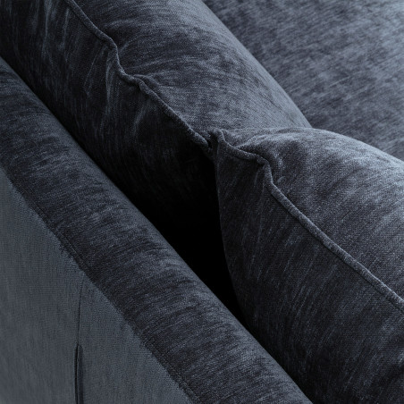 Canapé SITS en velours chenillé coloris dark blue Stella avec pieds bois - Zoom tissu | Axodeco.fr