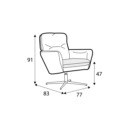 Fauteuil SITS en tissu bouclette Amy avec pied pivotant - Dimensions I Axodeco.fr