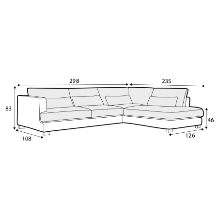 Canapé d'angle SITS set n°2 en tissu chenille Brandon avec pieds bois - Dimensions I Axodeco.fr