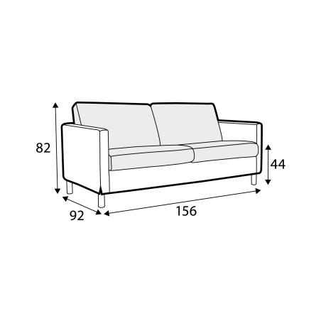 Canapé SITS 2 places en tissu chiné Impulse avec pieds métal - Dimensions I Axodeco.fr