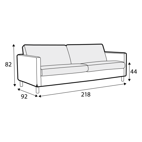Canapé SITS 3 places en tissu chiné Impulse avec pieds métal - Dimensions I Axodeco.fr