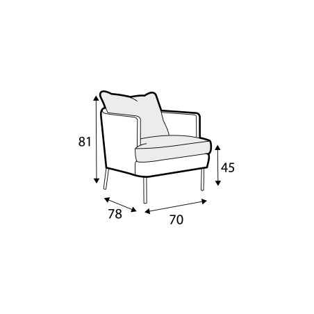 Fauteuil SITS en tissu naturel coton/lin Julia avec pieds bois - Dimensions I Axodeco.fr