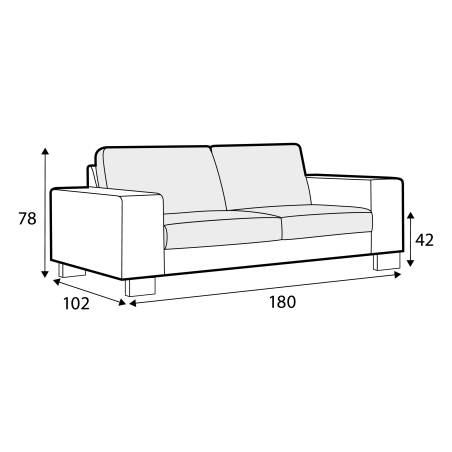 Canapé SITS 2 places en tissu chiné Quattro avec pieds bois - Dimensions I Axodeco.fr