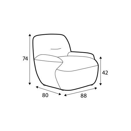 Fauteuil SITS en tissu chenille 100% recyclé Uma avec pied pivotant  - Dimensions I Axodeco.fr