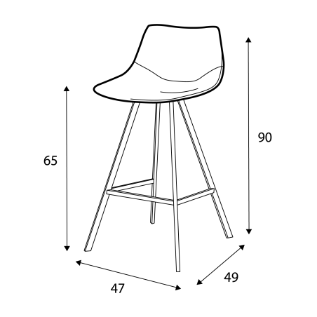 Chaise îlot Hapy CASTLE LINE avec pieds métal - Dimensions I Axodeco.fr