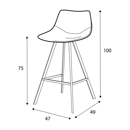 Chaise de bar Hapy CASTLE LINE avec pieds métal - Dimensions I Axodeco.fr