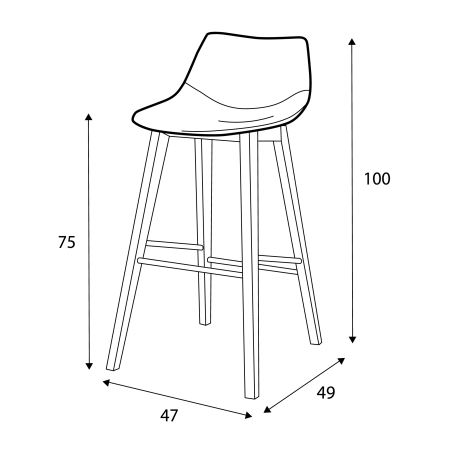 Chaise de bar Hapy CASTLE LINE avec pieds bois - Dimensions I Axodeco.fr