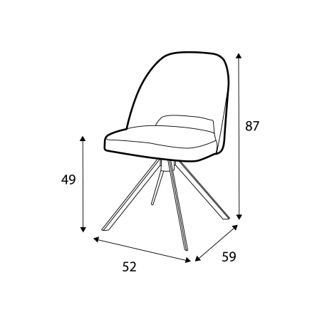 Chaise pivotante Joy CASTLE LINE avec pied en métal noir - Dimensions I Axodeco.fr