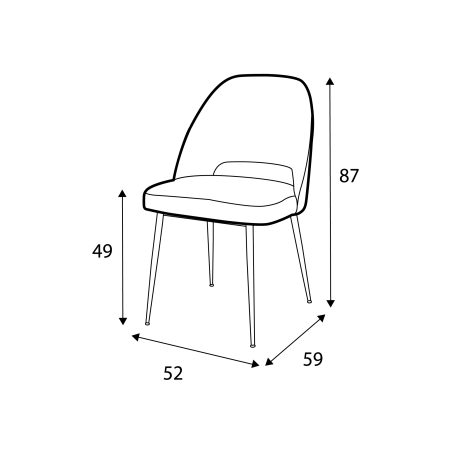 Chaise Joy CASTLE LINE avec pieds en métal noir - Dimensions I Axodeco.fr