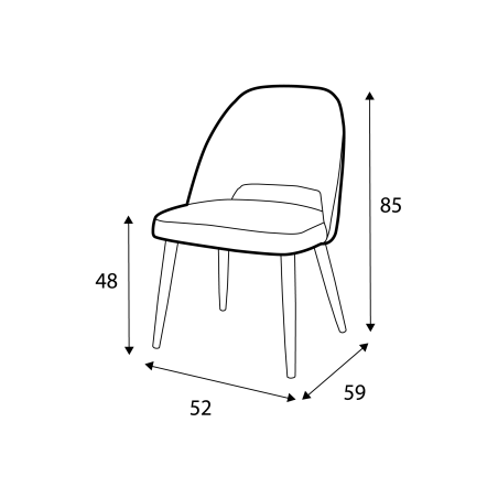 Chaise Joy CASTLE LINE en velours avec pieds ronds en bois - Dimensions I Axodeco.fr
