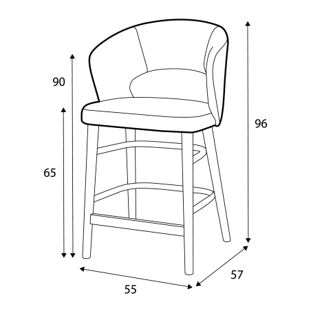 Chaise îlot Fay CASTLE LINE avec pieds ronds en bois - Dimensions I Axodeco.fr