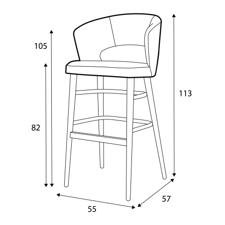 Chaise de bar Fay CASTLE LINE avec pieds ronds en bois - Dimensions I Axodeco.fr