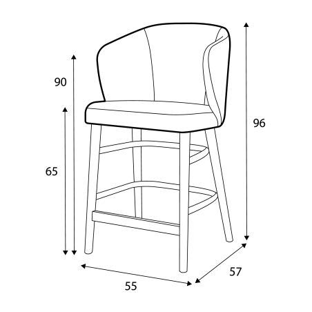 Chaise îlot Lot CASTLE LINE avec pieds ronds en bois - Dimensions I Axodeco.fr