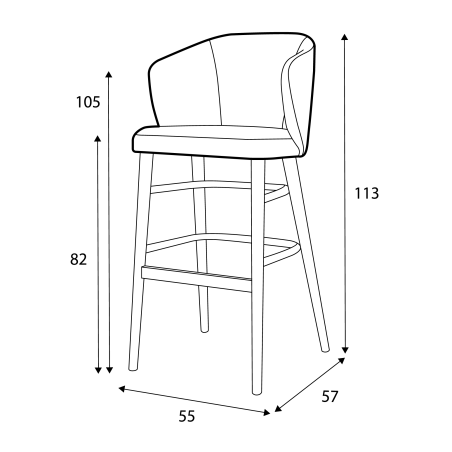 Chaise bar Lot CASTLE LINE avec pieds ronds en bois - Dimensions I Axodeco.fr