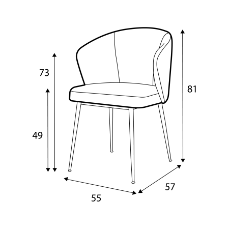 Chaise Lot CASTLE LINE avec pieds en métal noir - Dimensions I Axodeco.fr