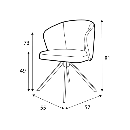 Chaise pivotante Lot CASTLE LINE avec pieds en métal noir - Dimensions I Axodeco.fr