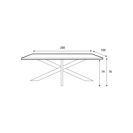 Table de salle à manger en chêne massif et pied métal Jos CASTLE LINE coloris, longueur 200cm - Dimensions I Axodeco.fr