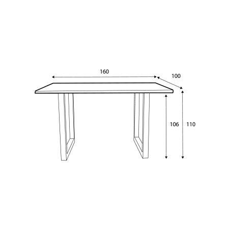 Table de bar en chêne massif Dima CASTLE LINE avec pieds métal noir coloris, longueur 180cm - Dimensions I Axodeco.fr