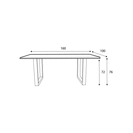 Table de repas en chêne massif Dima CASTLE LINE avec pieds métal noir, longueur 160cm - Dimensions I Axodeco.fr