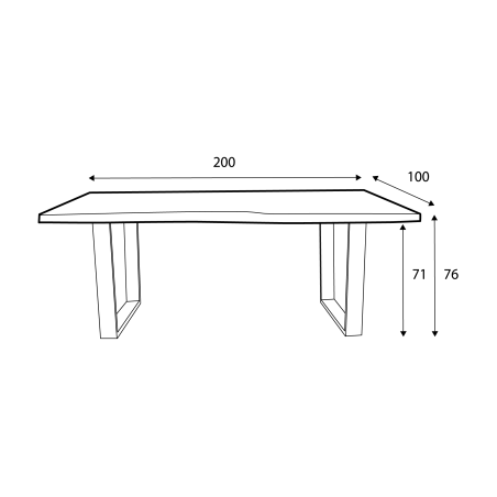 Table de salle à manger Kaz CASTLE LINE en bois d'acacia et pieds métal noir, longueur 200cm - Dimensions I Axodeco.fr