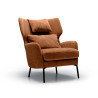 Fauteuil SITS en velours chenillé Alex coloris orange avec pieds métal et repose-tête -  Vue latérale I Axodeco.fr