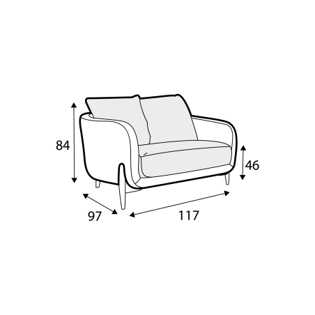 Fauteuil large SITS en velours chenillé Jenny avec pieds bois - Dimensions I Axodeco.fr