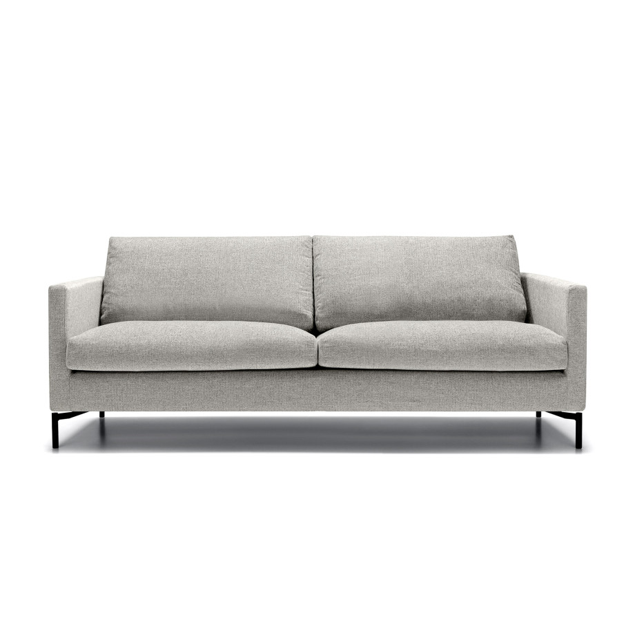 Canapé SITS 3 places en tissu chiné Impulse coloris light grey avec pieds métal - Vue de face I Axodeco.fr