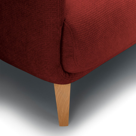 Lovseat SITS en tissu chenille Moa coloris warm red avec pieds bois - Zoom matière n°2 I Axodeco.fr