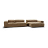 Canapé d'angle SITS en tissu chenille Edda coloris Teddy Brown avec pieds bois et tablettes - Vue latérale I Axodeco.fr Canapé d'angle SITS en tissu chenille Edda coloris Teddy Brown avec pieds bois et tablettes - Vue latérale I Axodeco.fr