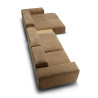 Canapé d'angle SITS en tissu chenille Edda coloris Teddy Brown avec pieds bois et tablettes - Vue de dessus I Axodeco.fr Canapé d'angle SITS en tissu chenille Edda coloris Teddy Brown avec pieds bois et tablettes - Vue de dessus I Axodeco.fr