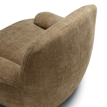 Fauteuil SITS en tissu chenillé Uma coloris teddy brown avec pied pivotant - Détail matière I Axodeco.fr