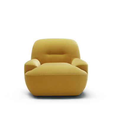 Fauteuil SITS en velours Uma coloris yellow avec pied pivotant - Vue de face I Axodeco.fr