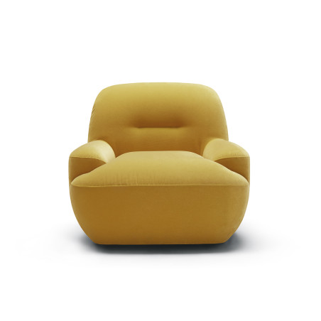 Fauteuil SITS en velours Uma coloris yellow avec pied pivotant - Vue de face I Axodeco.fr