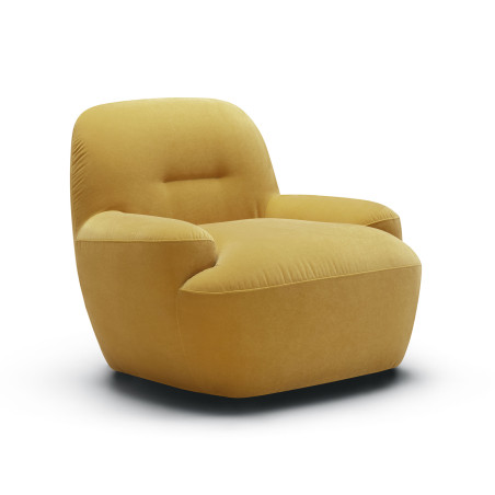 Fauteuil SITS en velours Uma coloris yellow avec pied pivotant - Vue latérale I Axodeco.fr