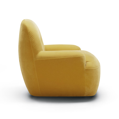 Fauteuil SITS en velours Uma coloris yellow avec pied pivotant - Vue de profil I Axodeco.fr
