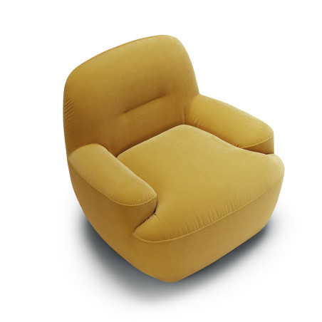 Fauteuil SITS en velours Uma coloris yellow avec pied pivotant - Vue de dessus I Axodeco.fr