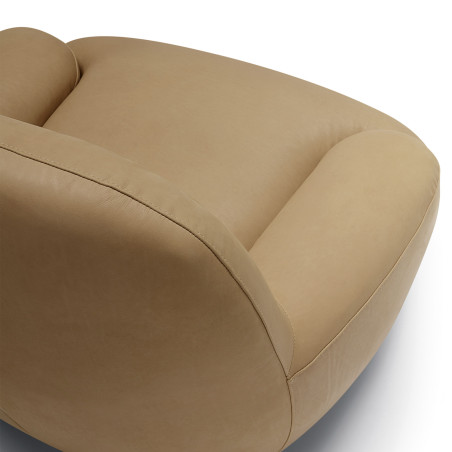 Fauteuil SITS en cuir Uma coloris latte avec pied pivotant - Détail I Axodeco.fr