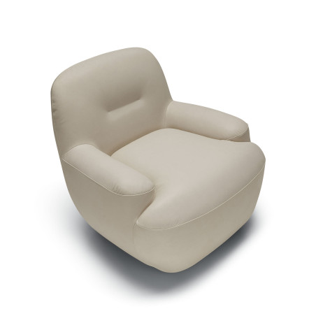 Fauteuil SITS en cuir Uma coloris nature avec pied pivotant - Vue de dessus I Axodeco.fr