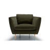 Fauteuil SITS en velours chenillé coloris kaki Teddy avec pieds bois - Vue de face | Axodeco.fr Fauteuil SITS en velours chenillé coloris kaki Teddy avec pieds bois - Vue de face | Axodeco.fr