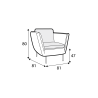 Fauteuil SITS en velours chenillé Teddy avec pieds bois - Dimensions | Axodeco.fr Fauteuil SITS en velours chenillé Teddy avec pieds bois - Dimensions | Axodeco.fr