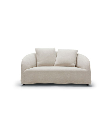 Canapé SITS 2 places en tissu outdoor jacquard Dahlia coloris natur - Vue de face I Axodeco.fr