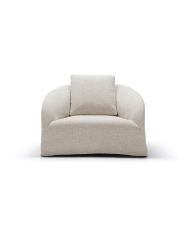 Fauteuil SITS en tissu outdoor jacquard Dahlia coloris natur - Vue de face I Axodeco.fr