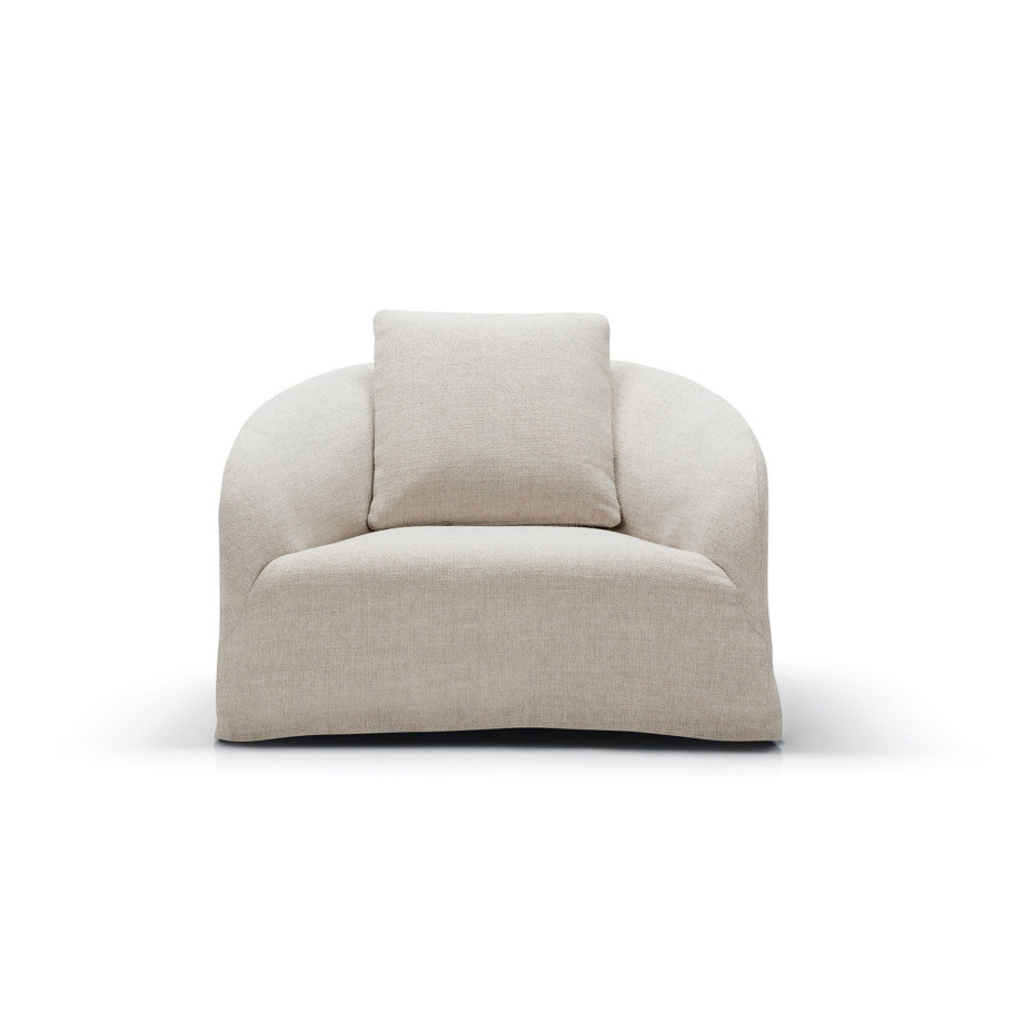 Fauteuil SITS en tissu outdoor jacquard Dahlia coloris natur - Vue de face I Axodeco.fr