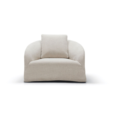 Fauteuil SITS en tissu outdoor jacquard Dahlia coloris natur - Vue de face I Axodeco.fr