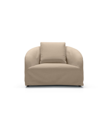 Fauteuil SITS en tissu outdoor Dahlia coloris beige - Vue de face I Axodeco.fr