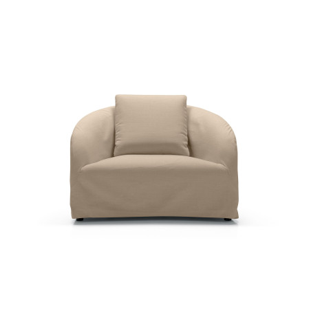 Fauteuil SITS en tissu outdoor Dahlia coloris beige - Vue de face I Axodeco.fr