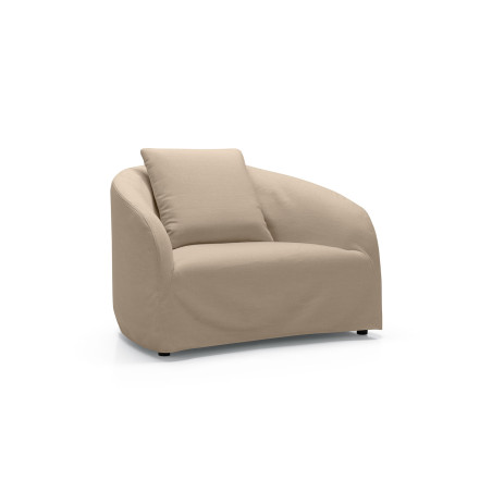 Fauteuil SITS en tissu outdoor Dahlia coloris beige - Vue latérale I Axodeco.fr