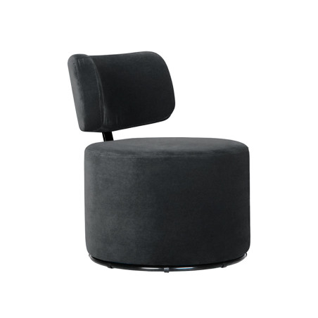 Fauteuil SITS en velours Mokka coloris anthracite avec pied pivotant - Vue latérale I Axodeco.fr