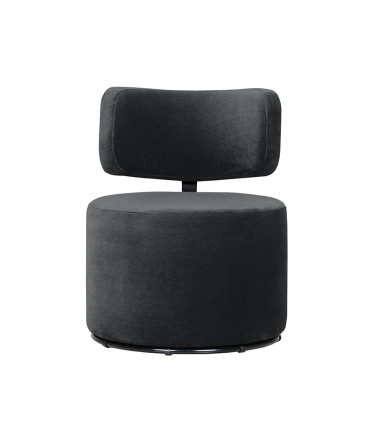 Fauteuil SITS en velours Mokka coloris anthracite avec pied pivotant - Vue de face I Axodeco.fr
