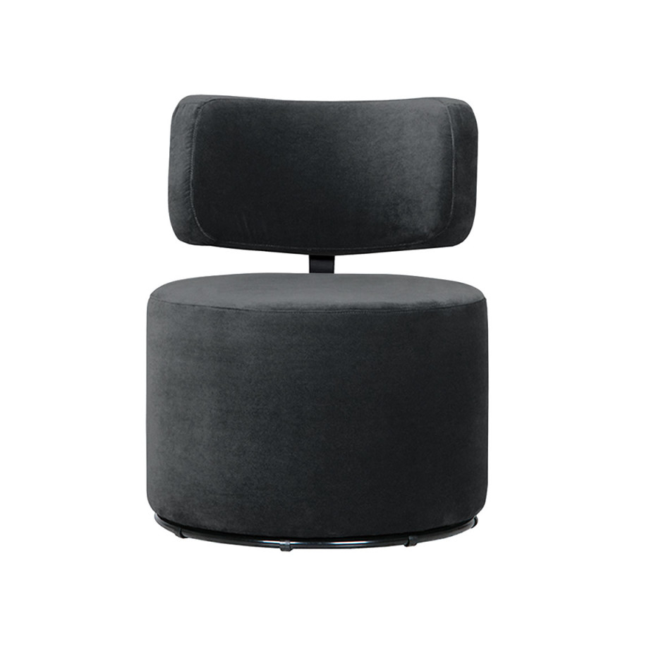 Fauteuil SITS en velours Mokka coloris anthracite avec pied pivotant - Vue de face I Axodeco.fr